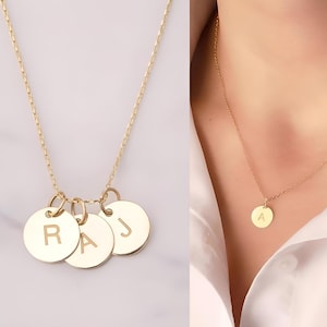 Personalized Initial Disc Necklace: Sterling Silver, Custom Letter Necklace Jewlery Gifts