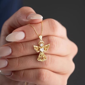 Sterling Silver Guardian Angel Necklace: Rose Gold Wings, Religious Jewelry