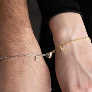 Couple 925 Silver Magnetic Heart Letter Bracelet For Couples Matching Heart  Boyrfirend Gilfriend Bracelets Gift For Couples, Gift Lovers