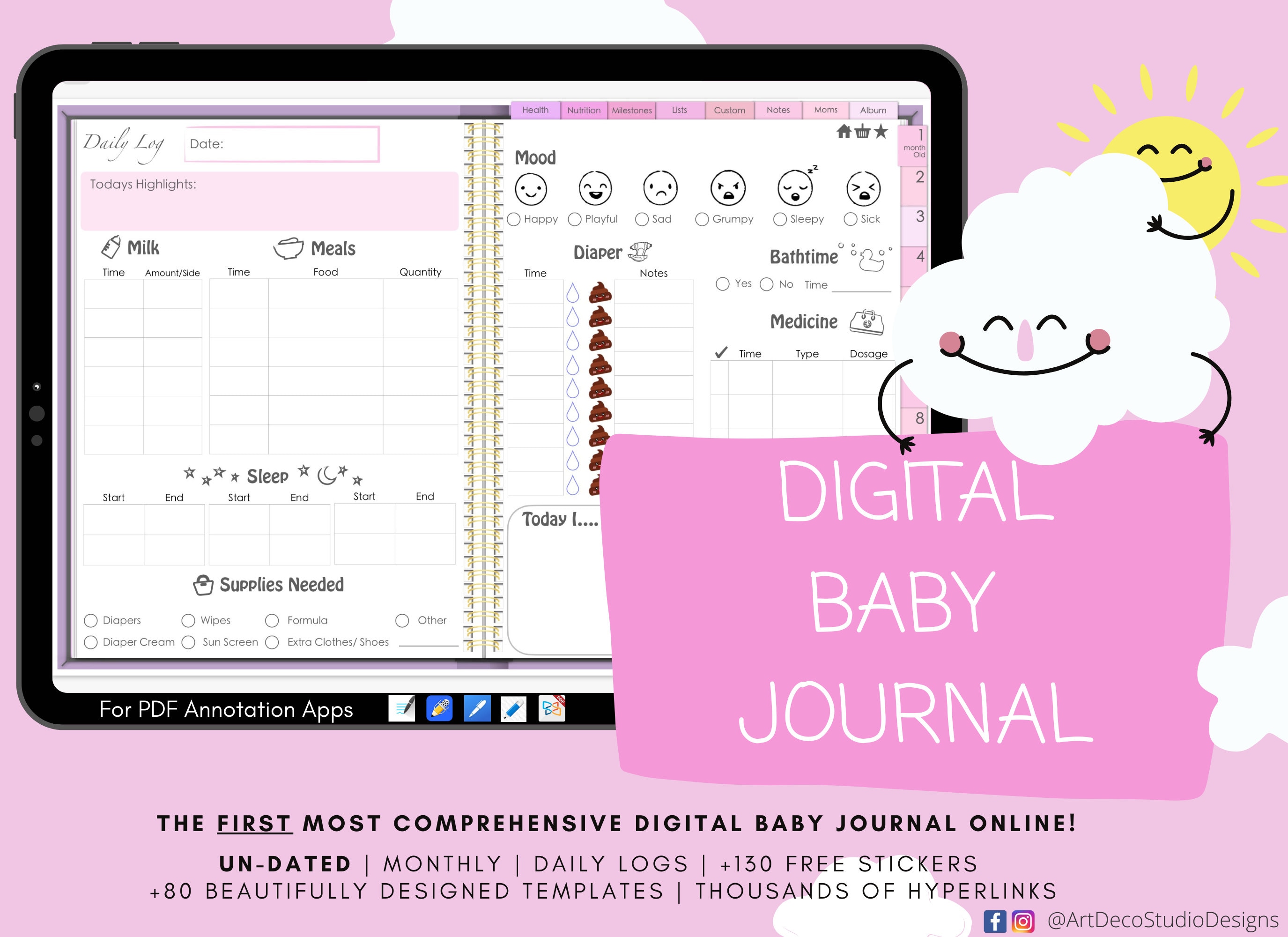 Digital Baby Journal Baby Diary Undated Diary Baby Book Etsy