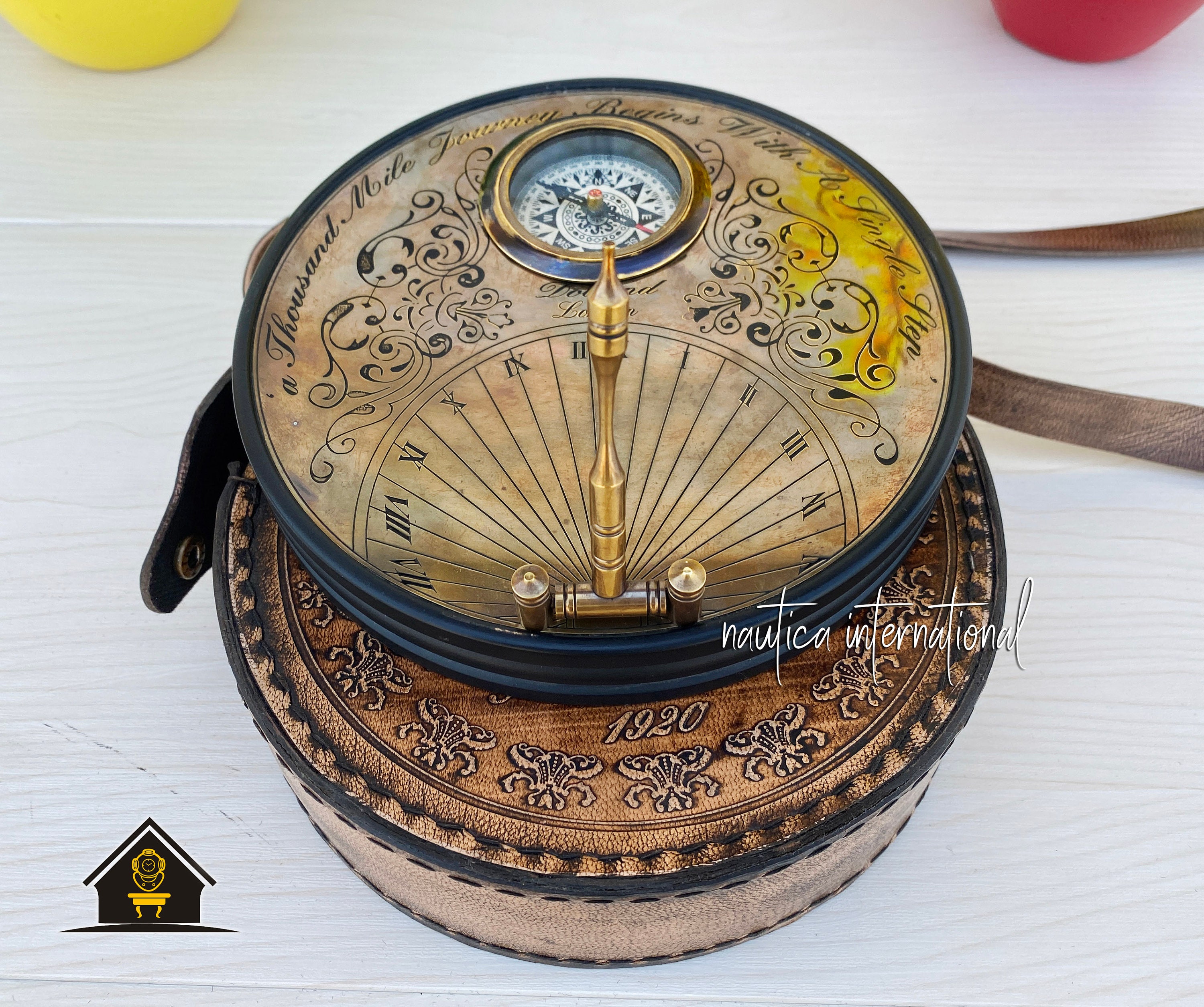 Brass Sundial Compass 4" Nautical Maritime Antique Vintage Style Sun Dial Gift 