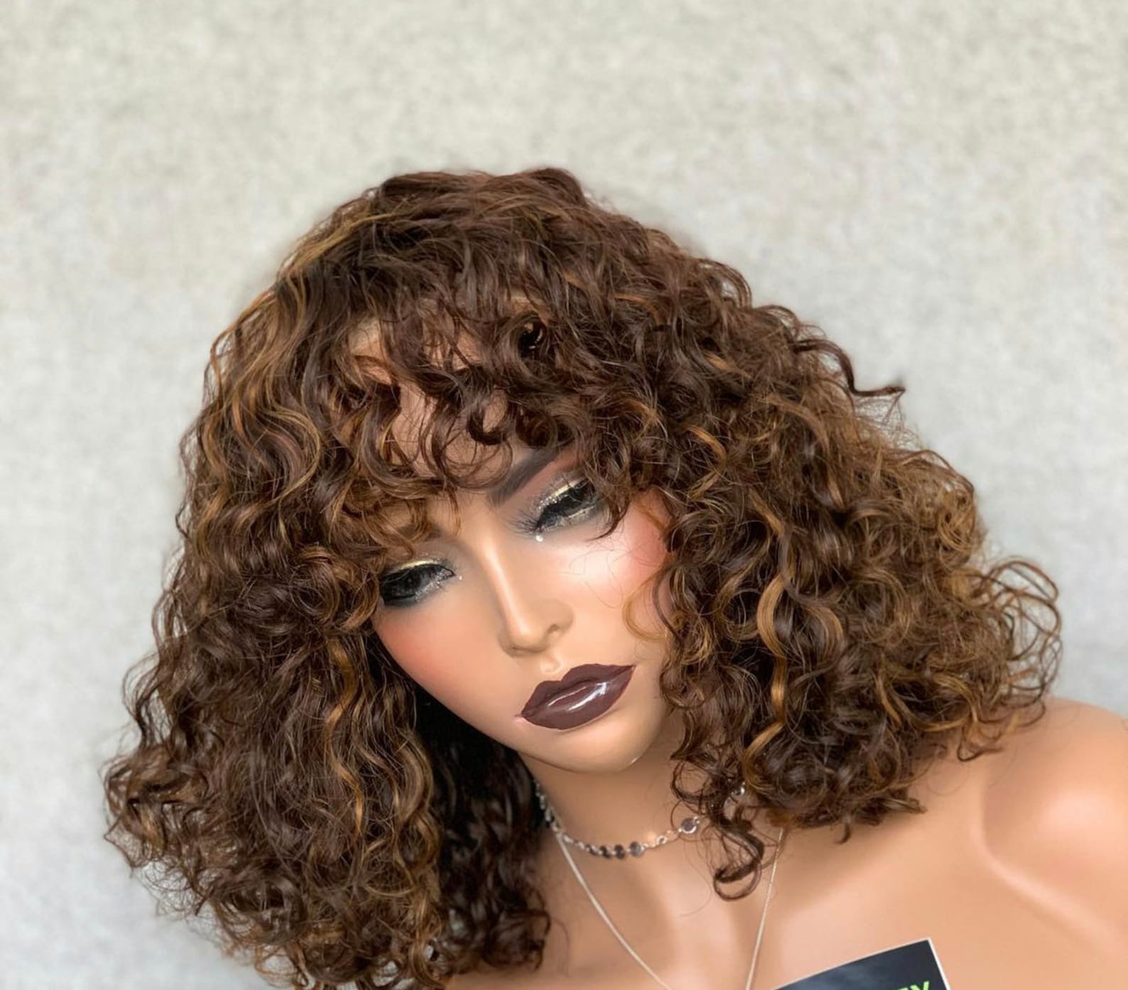 WIG CIA super curly highlight fringe wig Etsy