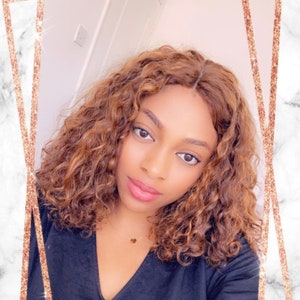 Curly human hair T closure wig