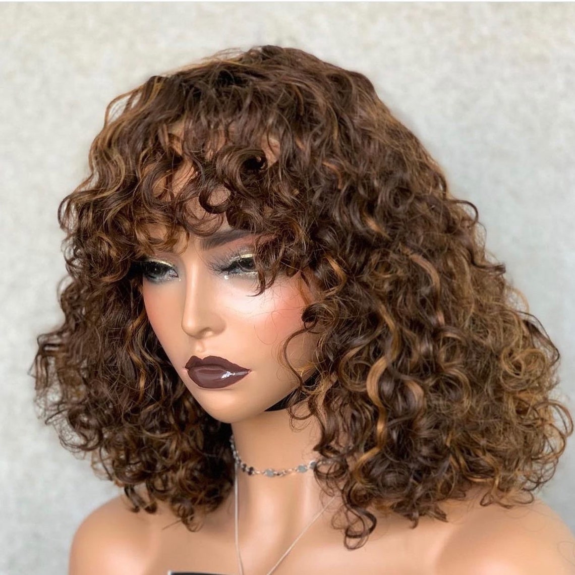 WIG CIA. Newly Improved Super Curly Gold/brown or Black Fringe Etsy UK