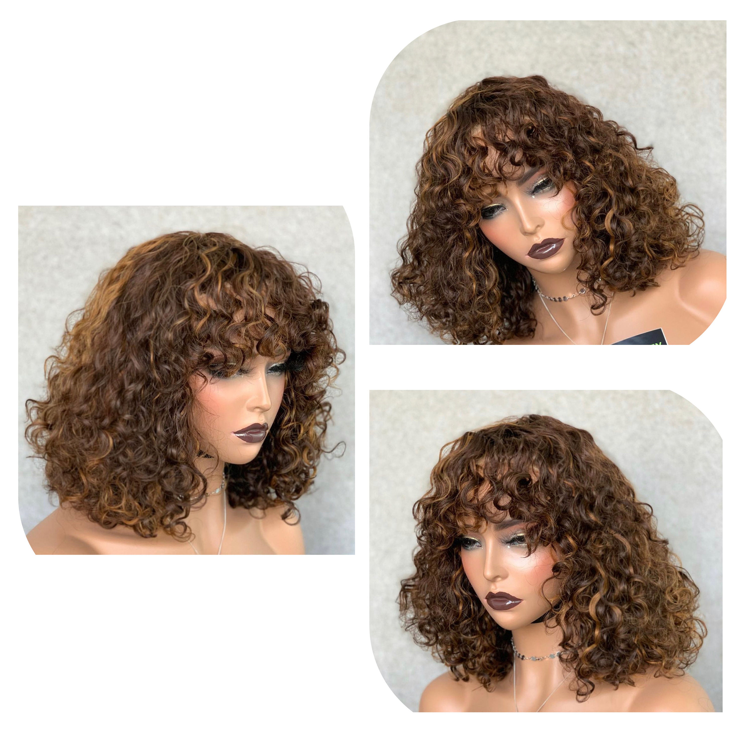 WIG CIA super curly highlight fringe wig Etsy