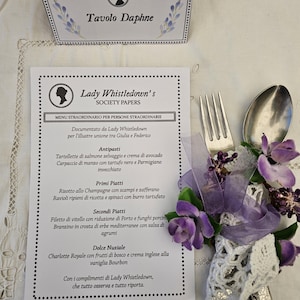 Menu in Stile Gazzetta Lady Whistledown Bridgerton - Cartoncino