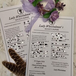 Partecipazioni in Stile Gazzetta Lady Whistledown Bridgerton - Cartoncino