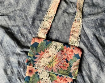 Vintage Cloth Tote- Handmade- Vintage Fabric- Vintage Handbag