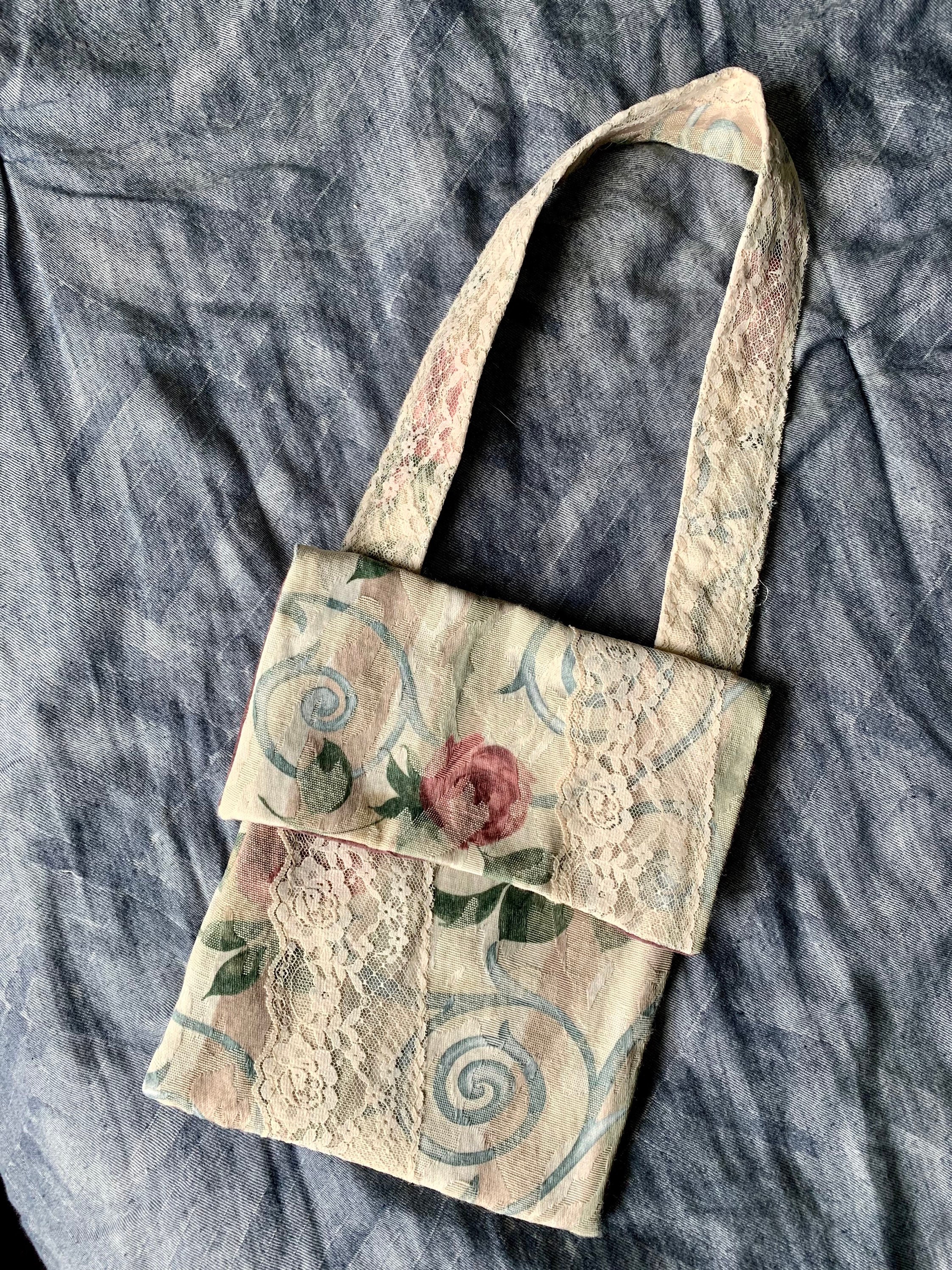 Vintage Cloth Tote- Handmade- Vintage Fabric- Vintage Handbag