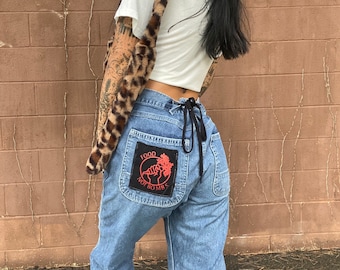 Eco Friendly Patchwork Relaxed fit Jeans- Patched Activist Jeans- Reworked Denim- Jeans for Women- Handmade Clothing- Activist Clothing