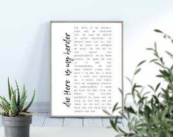 Afrikaans, Psalm 23, Wall Art Decor, Digital Download, Printable Wall Art, Home And Living, Christian Wall Art, South African