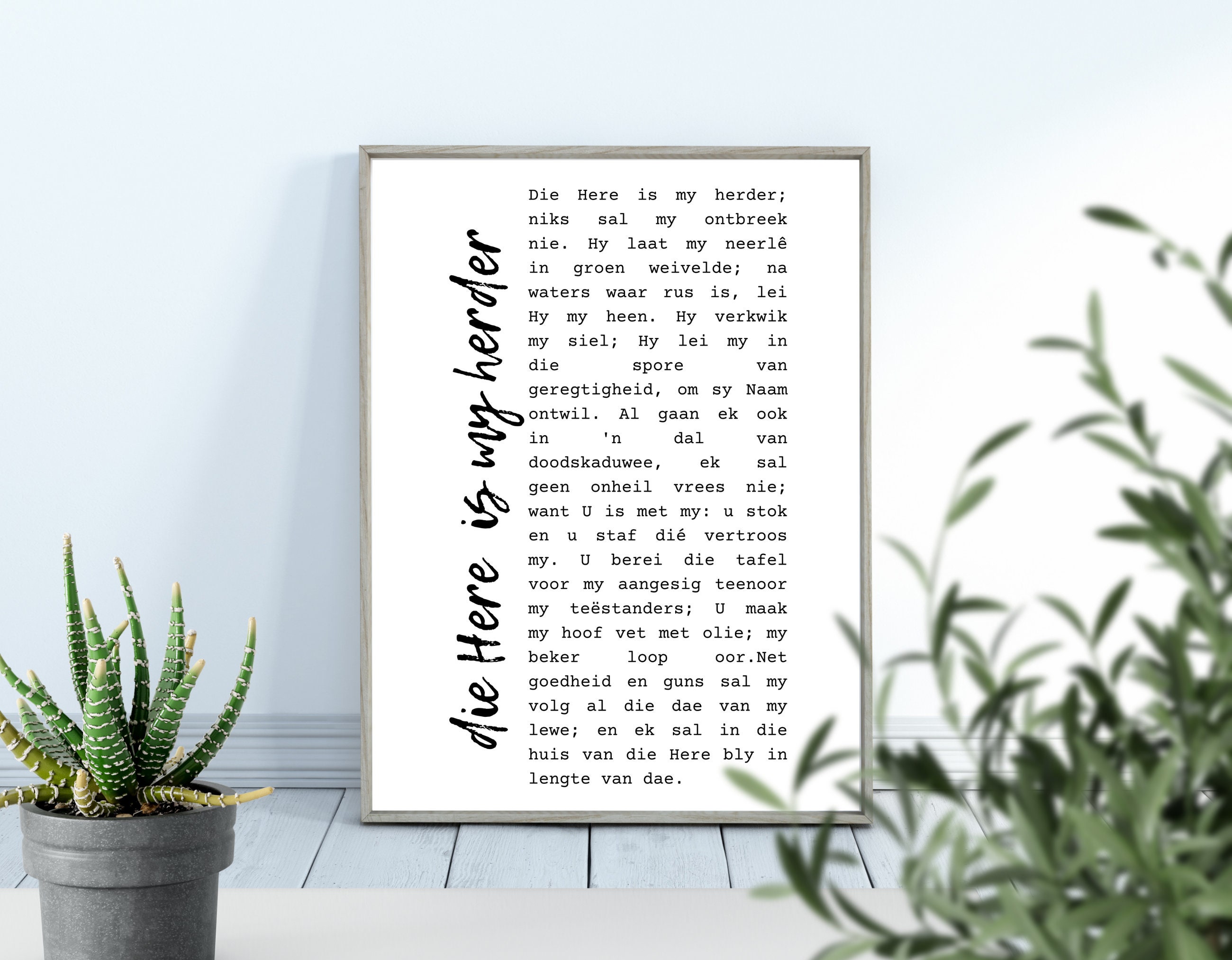 Afrikaans, Psalm 23, Wall Art Decor, Digital Download, Printable Wall