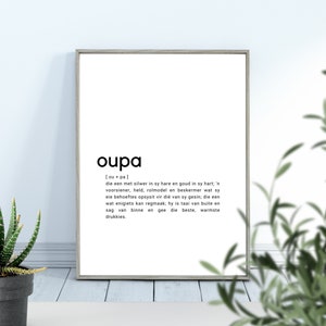 Afrikaans, Oupa Definition Print, Wall Art Decor, Digital Download, Printable Wall Art, Home And Living, South African Sayings