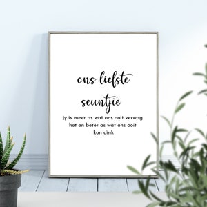 Afrikaans, Ons Liefste Seuntjie, Wall Art Decor, Digital Download, Printable Wall Art, Home And Living, South Africa