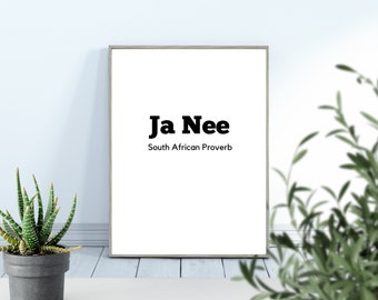 Afrikaans, Ja Nee Definition Print, Wall Art Decor, Digital Download, Printable Wall Art, Home And Living, South African Sayings