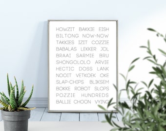 South African Sayings Print, Slang, Wall Art Decor, Digital Download, Printable Wall Art, Home Decor, Home & Living