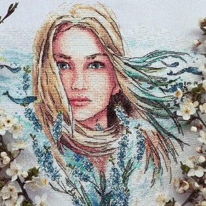 Woman Lady Wind Pattern PDF Cross Stitch Woman Girl Change Embroidery Lkacross Instant Digital Download