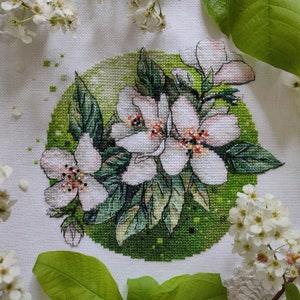 Jasmijn cirkelpatroon PDF kruissteek bloem zomer lente borduurwerk Lkacross Instant Digitale download