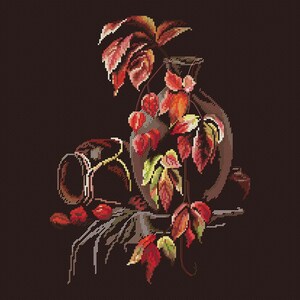 Autumn Leaves Pattern PDF Cross Stitch Colors Embroidery Instant Digital Download