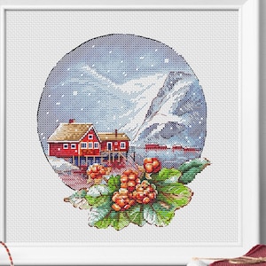 Norwegische Berge PDF Muster Kreuzstich Natur Norwegisch Skandinavien Haus StitchBoom Stickerei Sofortiger digitaler Download