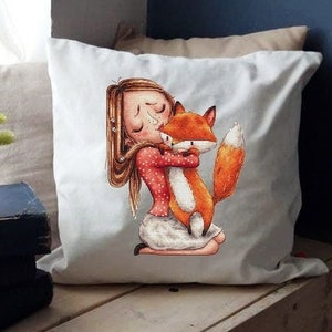 Pattern PDF Cross Stitch Fox Girl Hug Animal Embroidery Lkacross Instant Digital Download