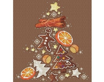 PDF Cross Stitch Gingerbread Christmas Tree Pattern Instant Digital Download