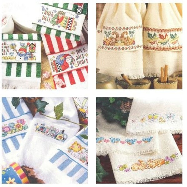 12 PDF Vintage Pattern Cross Stitch Designs Towels Embroidery Instant Digital Download