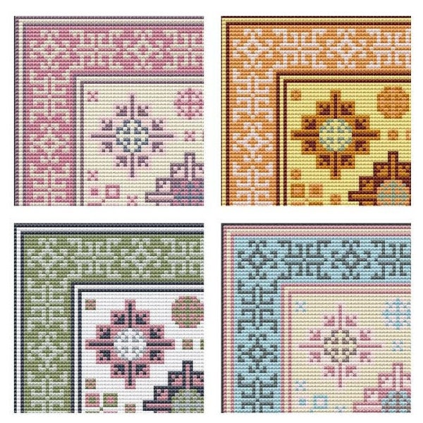 PDF Vintage Pattern Carpet Cross Stitch Orientale Dollhouse Miniature Rug Carpet Instant Digital Download