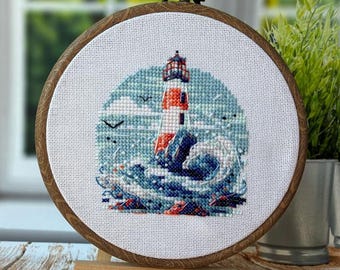Lighthouse Mini Cross Stitch Pattern: Coastal Embroidery (PDF Pattern)