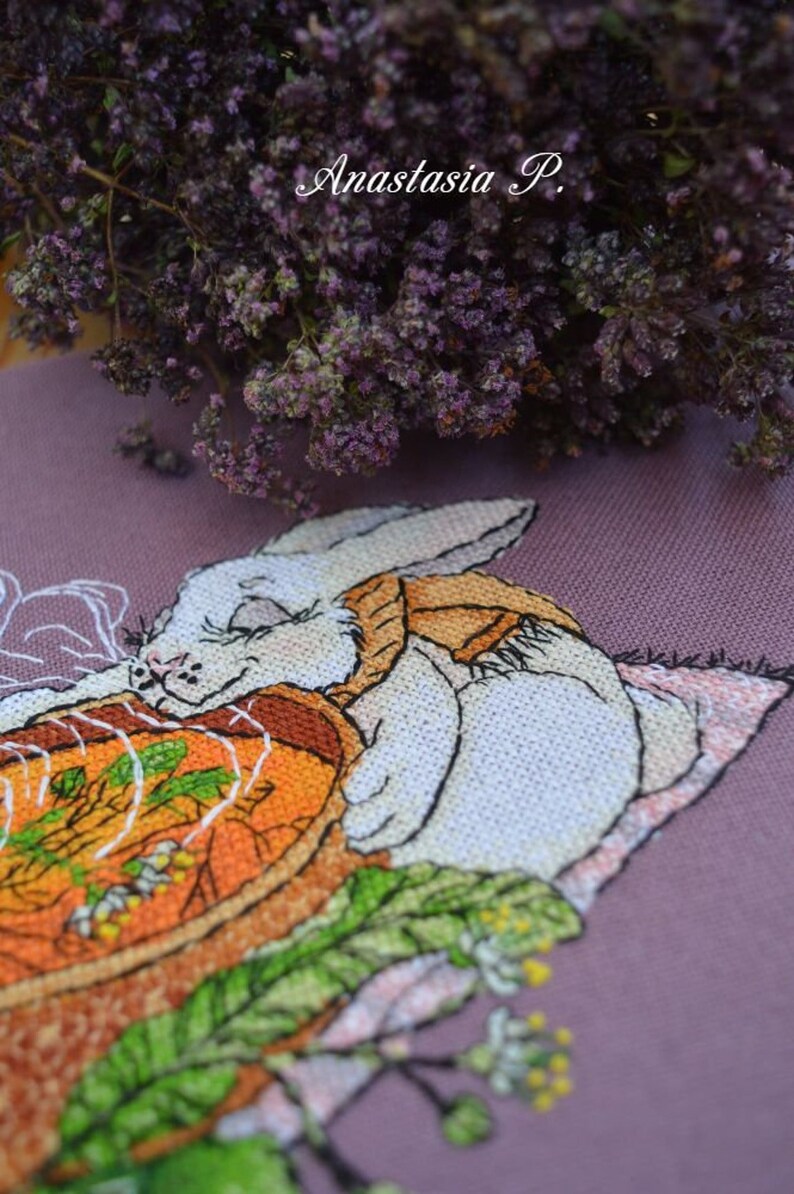 Tea Rabbit Pattern PDF Cross Stitch Animal Embroidery Lkacross Instant ...