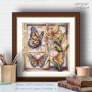 Butterfly Insect Pattern PDF Cross Stitch  Embroidery Lkacross Instant Digital Download