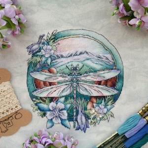 Dragonfly Pattern PDF Cross Stitch Insect Summer Embroidery Lkacross Instant Digital Download
