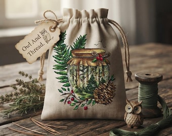 Forest in a Jar Cross Stitch Pattern, Botanical Terrarium Embroidery Chart (PDF)