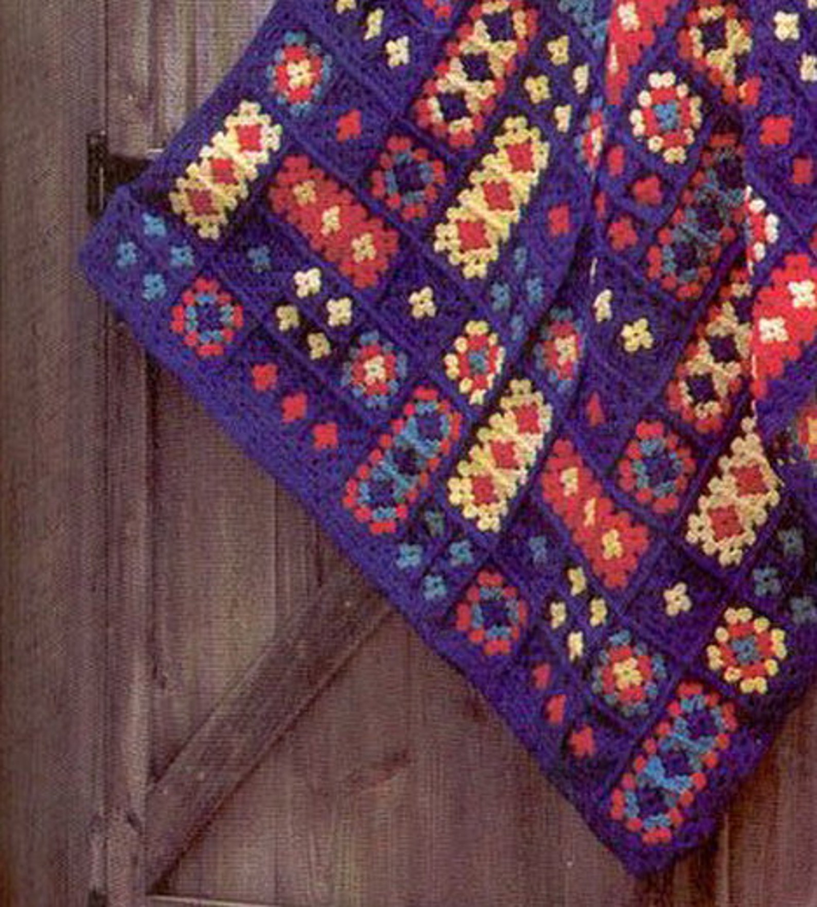 Vintage Crochet Afghan Blanket Pattern Granny squares Crazy Etsy