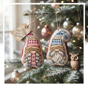 Modèle de point de croix de gnomes nordiques, diagramme de broderie scandinave pour les fêtes (PDF)