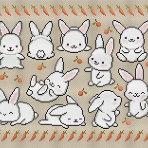 Kaninchen Sampler PDF Muster Kreuzstich Tier Kaninchen Primitive sofort digitaler Download