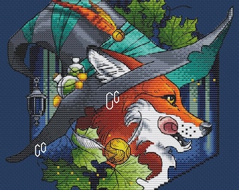 Fuchs Kreuzstich Stickmuster: Tier Fantasy Stickbild zum Sticken (PDF Download)