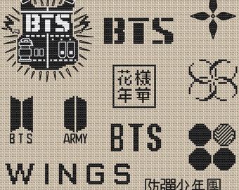BTS ARMY ロゴ刺繍デザイン、BTS ロゴデザイン、KPOP、刺繍