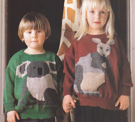 PDF Vintage Knitting Pattern Kids Koala 