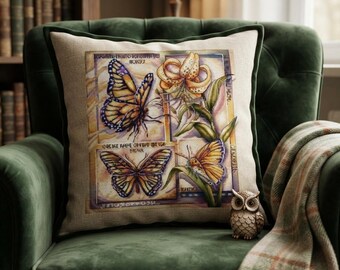 Vintage Butterfly Lily Cross Stitch Pattern, Botanical Embroidery Chart (PDF)