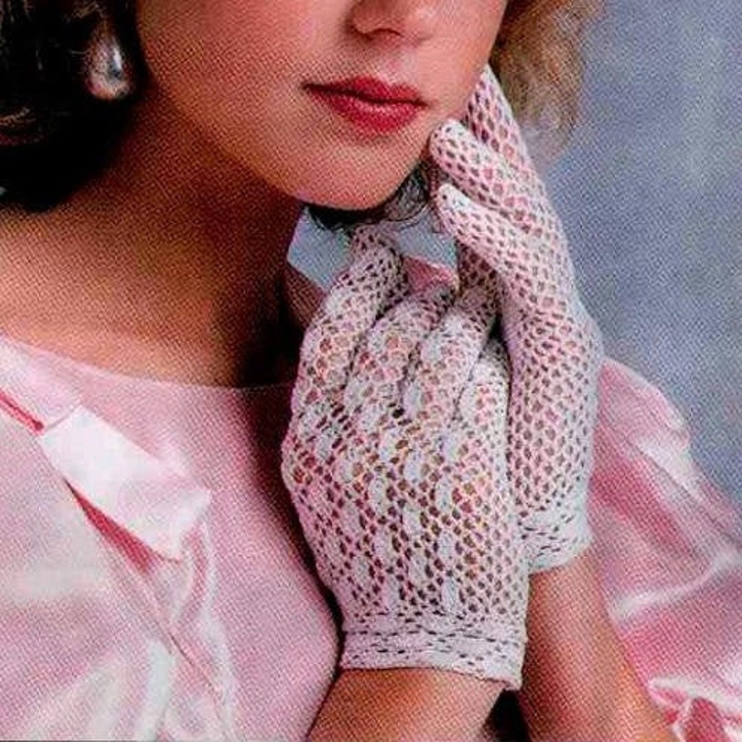 PDF Crochet Pattern Vintage Lace Gloves Instant Digital Etsy