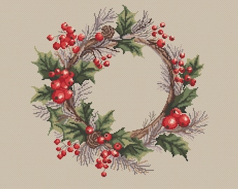 Winter Wreath PDF Cross Stitch Pattern