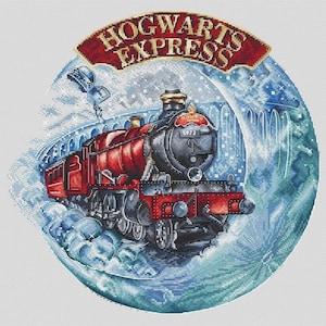 PDF Pattern Cross Stitch Moon Train Nothern Winter Fantasy Instant Digital Download