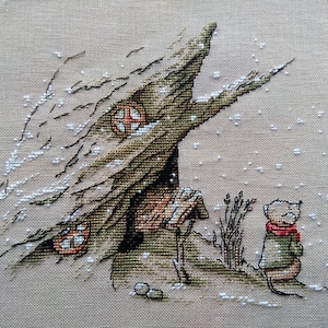 Snow Mouse Pattern PDF Cross Stitch First Animal Embroidery Lkacross Instant Digital Download