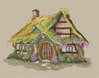 PDF Cross Stitch Pattern Forest House Summer Home Fantasy Téléchargement numérique instantané