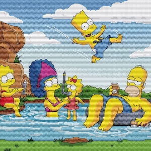 Simpsons Family Schema PDF Punto Croce Cartone Animato Ricamo Estivo Lkacross Download Digitale Istantaneo