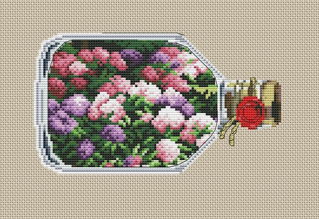 PDF Pattern Hydrangeas Bottle Flower Summer Stitch Embroidery Instant ...