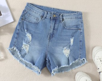 Frayed Jean Shorts - Etsy