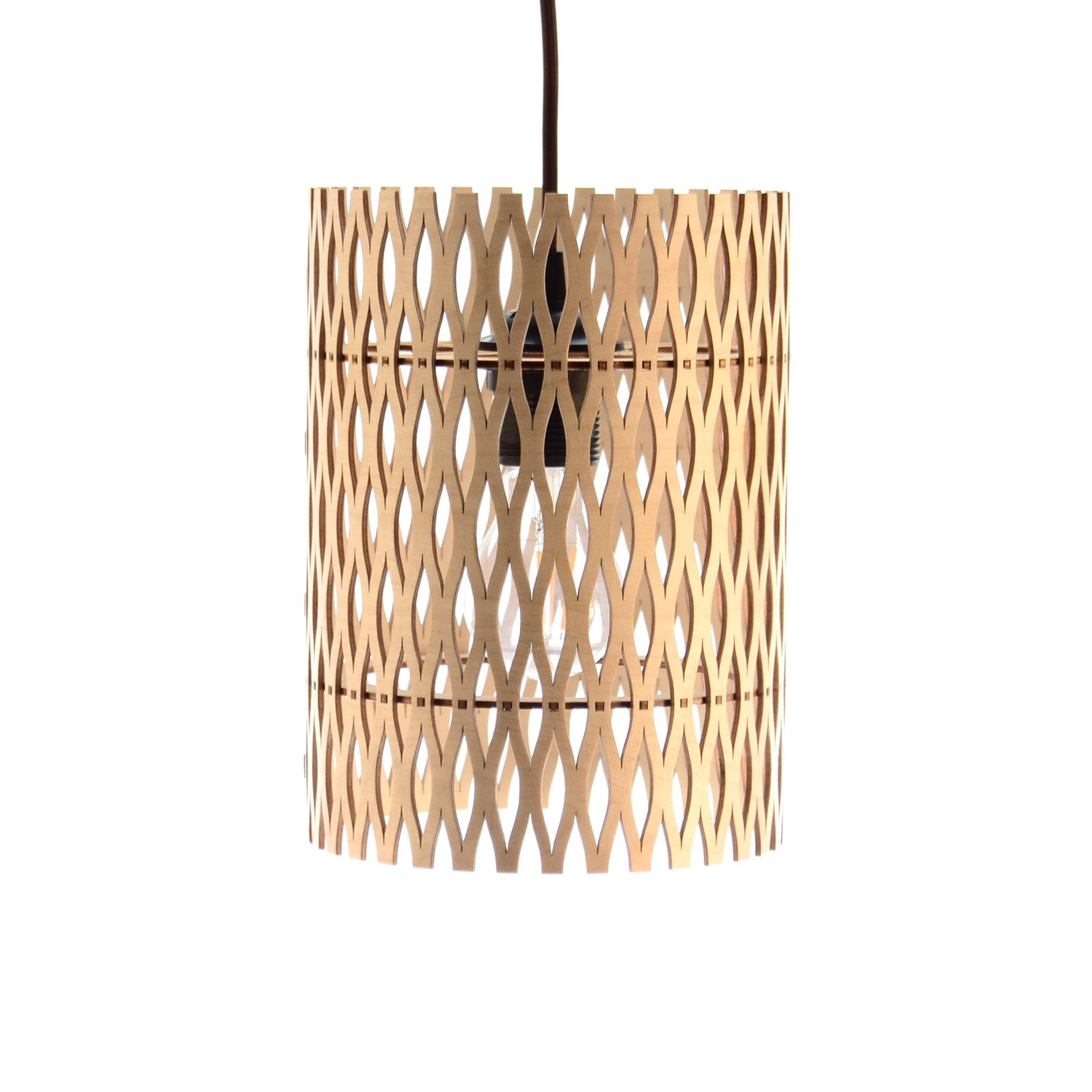 Luminaire Bois Ecologique - Suspension Design Scandinave Câble Noir ou Blanc Tokix S