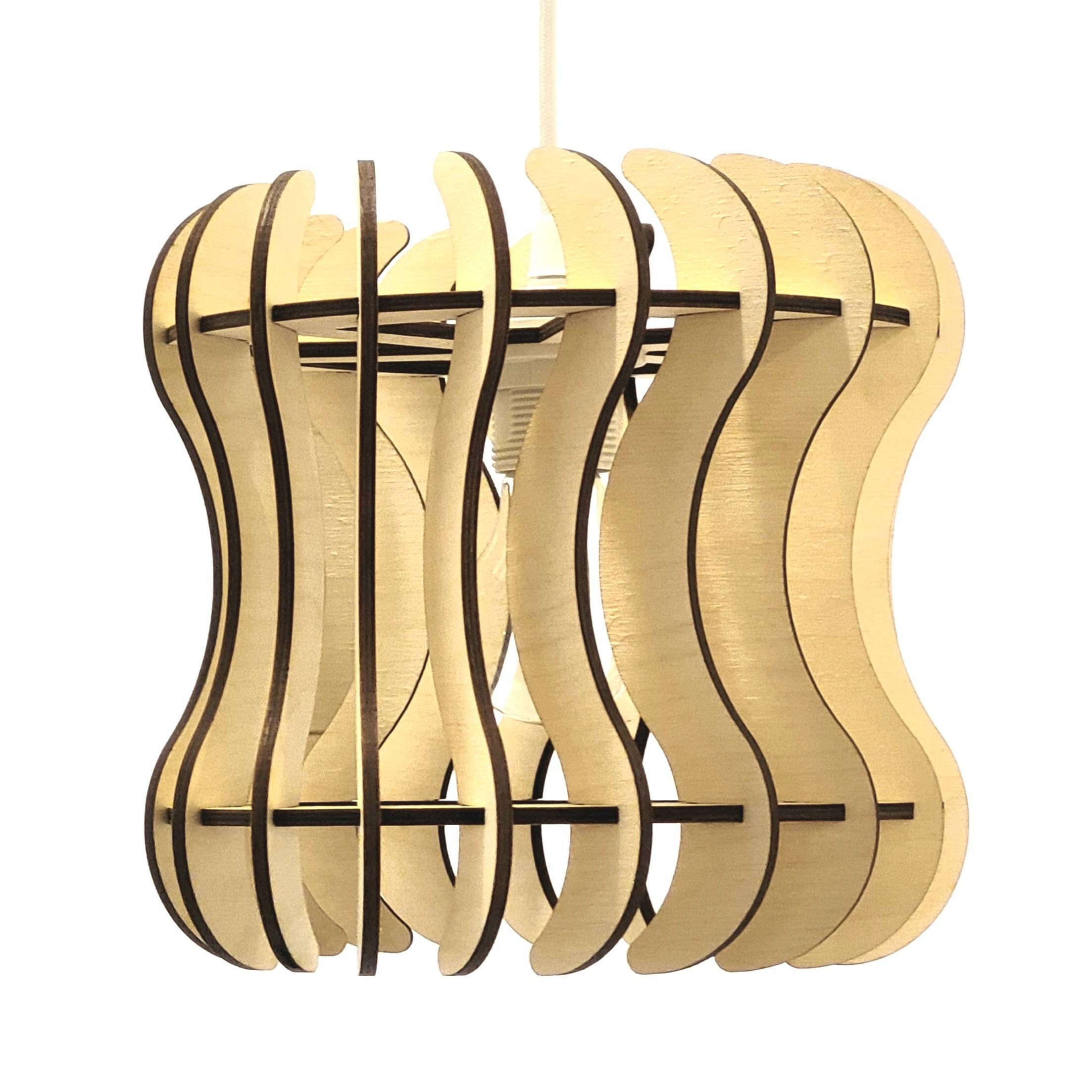 Luminaire Bois Ecologique - Suspension Design Scandinave Câble Noir ou Blanc Splix